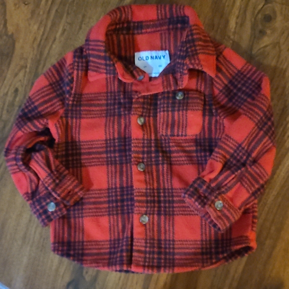Old Navy Kids Red Fleece Plaid Shirt Shacket (Bundle 5/$35) - Picture 1 of 4